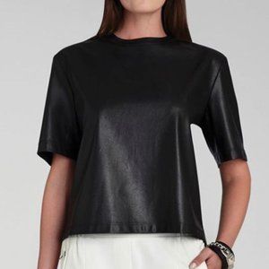 BCBG MAXAZRIA Micah Relaxed Faux-Leather Shirt